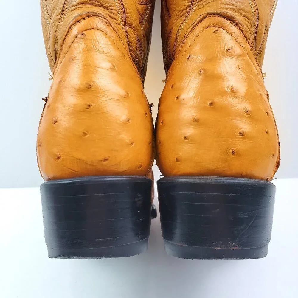 Ostrich Cowboy Boots African Only Leather Stitched Mexico 